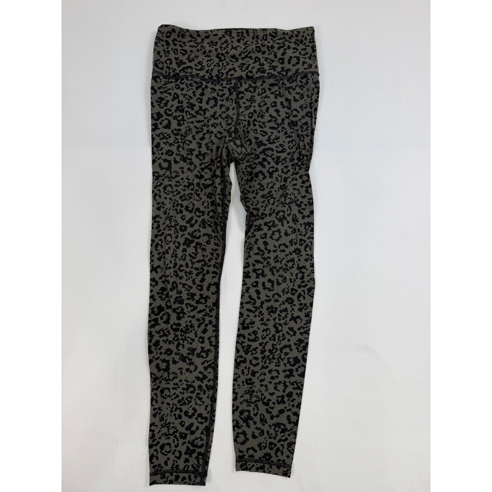 Athleta Salutation Stash Tight Women Medium Gray Leopard Print Leggings Active